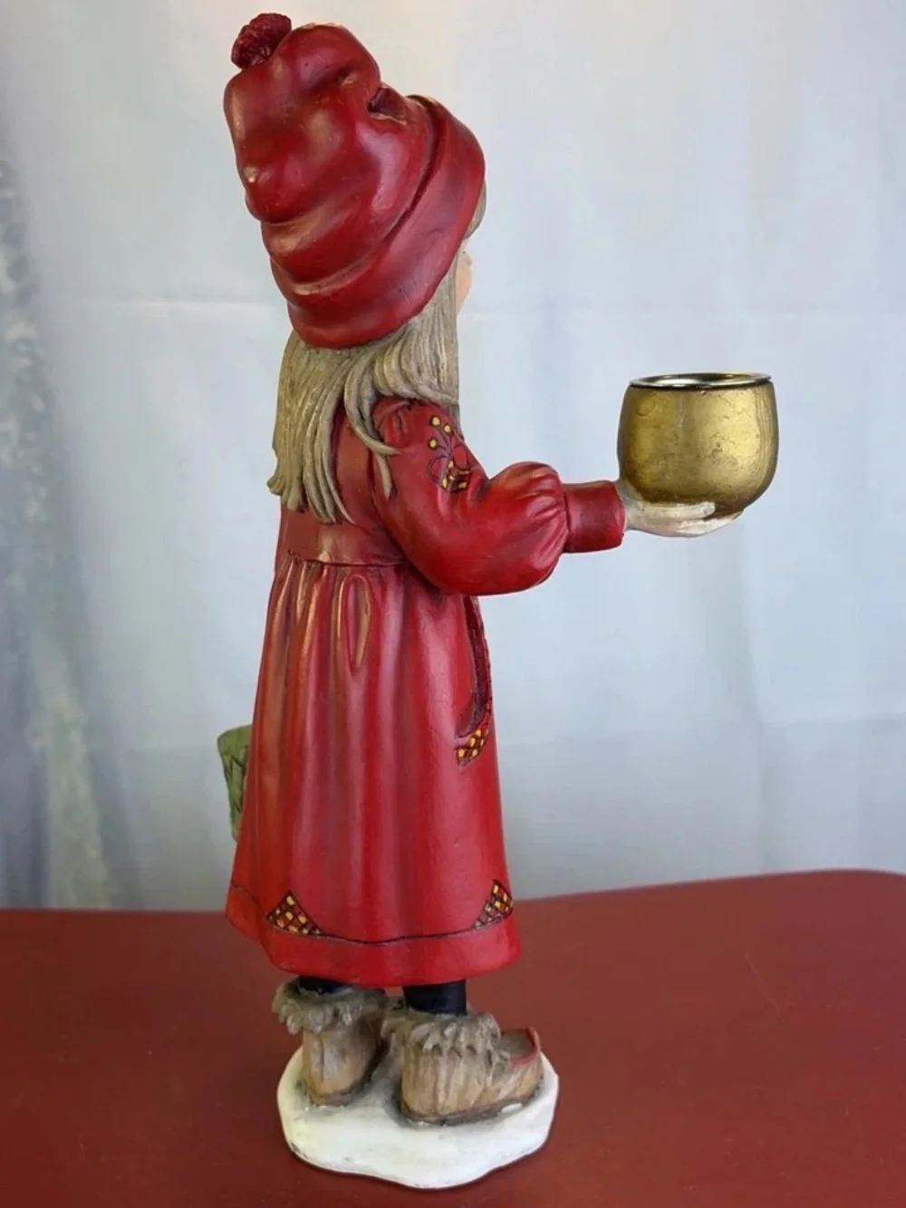 Vintage Candy Designs Norway Girl Apple Basket 10.25” Carl Larsson Candle Holder